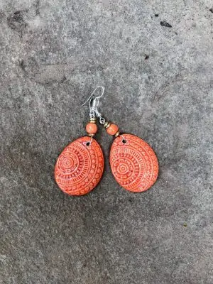 Champa Handmade Ceramic Earrings in Mandarin