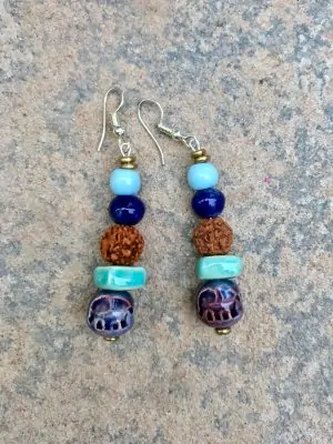 Rudraksha Handmade Ceramic Bead Earrings The Blues