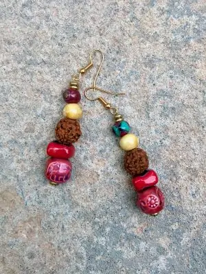 Rudraksha Handmade Ceramic Earrings Rose