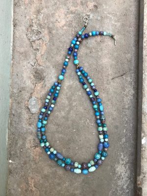 Gypsy Handmade Ceramic Necklace The Blues