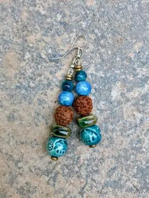 Rudraksha Ceramic Bead Earrings Jade