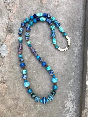 Sedona Ceramic Bead Necklace The Blues