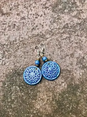 Shield Maiden Ceramic Earrings: Blues