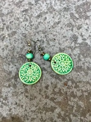 Shield Maiden Handmade Ceramic Earrings – Greens
