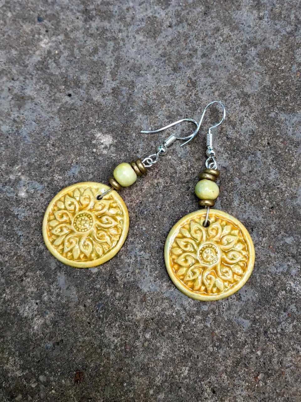 Shield Maiden Ceramic Earrings – Turmeric Yellow