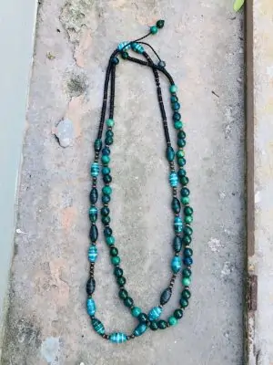 Somtana Handmade Ceramic Bead Necklace – Tahitian Green