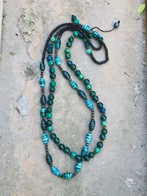 Somtana Handmade Ceramic Bead Necklace – Tahitian Green