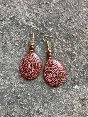 Champa Handmade Ceramic Earrings in Bronze Blush