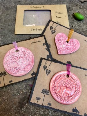 Handmade Ceramic Pendant Bead Cards in Fairy Floss Pink