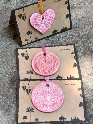 Handmade Ceramic Pendant Bead Cards in Fairy Floss Pink