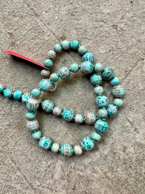 Domrai Handmade Ceramic Bead Necklace in Turquoise Ablaze
