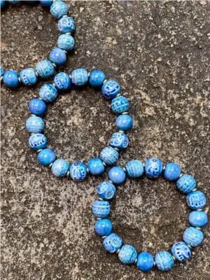 Domrai Handmade Ceramic Bead Bracelet in Indigo Blue