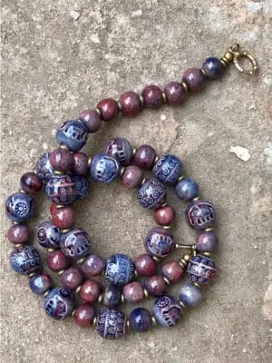 Domrai Handmade Ceramic Bead Necklace in Ablaze Italian Blue