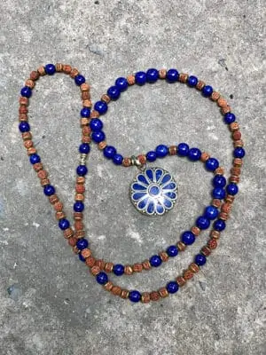 Diva Handmade Ceramic Bead Necklace in Royal Blue