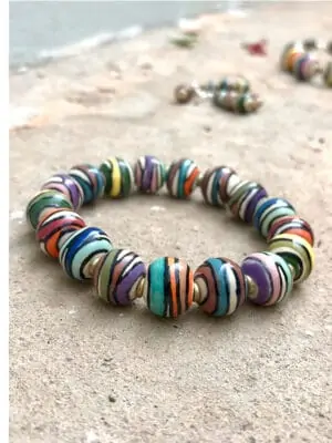 Twiggy Handmade Ceramic Bead Bracelet in Kaleidoscope