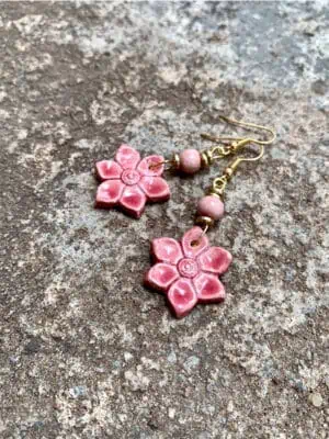 Starflower Handmade Ceramic Earrings in Candy Pink