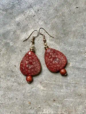 P’Kgar Ceramic Earrings in Red Bronze